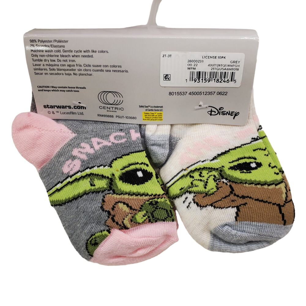 Disney Star Wars Baby Yoda Baby Girl Toddler Socks Size 2T 3T 10 Pack of Socks